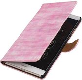 Lizard Bookstyle Wallet Case Hoesjes voor Huawei P8 Max Roze