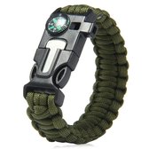 Travelsky Survival Bracelet - Paracord Armband – Survivalarmband – met Kompas – Olijf Groen