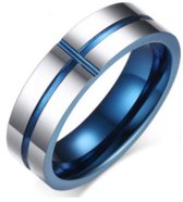 Schitterende Blue Wolfraamcarbide Ring | Heren Ring | Zilver kleur | Ring 19.75 mm. (maat 62)
