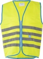 Wowow Veiligheidshesje kind met rits EN 1150 - Fun Fietsjas  - Maat M  - Unisex - geel/blauw/zilver