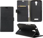 Litchi cover wallet case hoesje Alcatel One Touch Pop 4 zwart