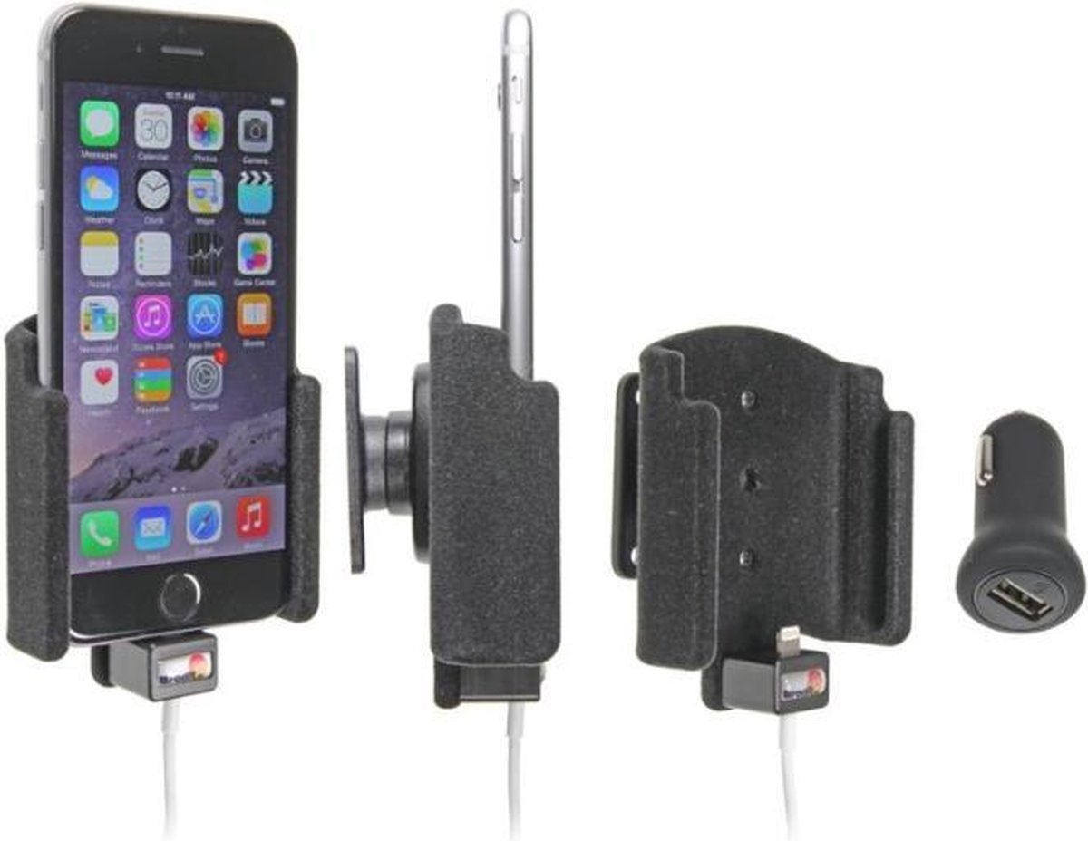 Brodit houder geschikt voor Apple iPhone 6 Passieve houder. Voor Apple lightning kabel naar USB met Griffin USB 12/24V plug (Ges
