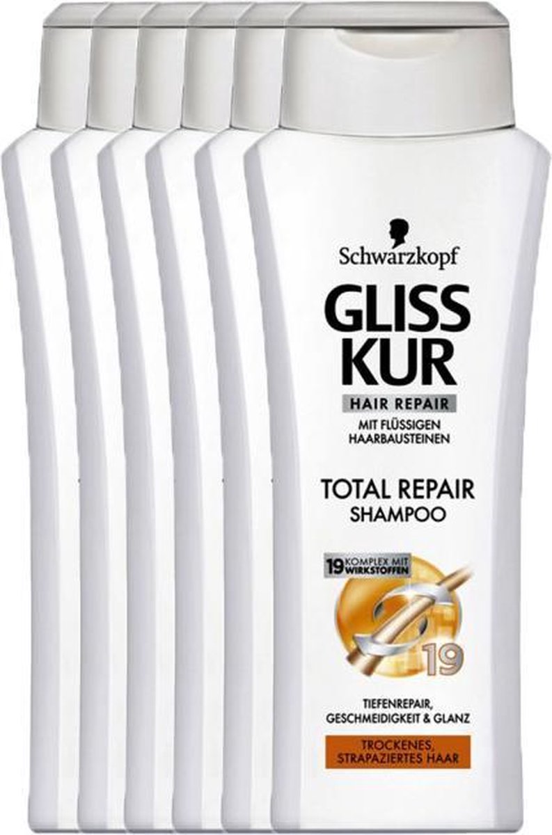 Gliss Kur Total Repair - 6 x 250 ml - Shampoo – Voordeelverpakking