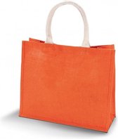 Jute oranje strandtas 42 cm - Strandartikelen beach bags/shoppers