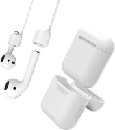 Anti Lost Strap & Case Hoes Voor Apple Airpods - Siliconen Wireless Band & Beschermhoes Cover - Wit