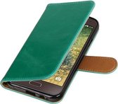 Groen Pull-Up PU booktype wallet hoesje voor Samsung Galaxy E5