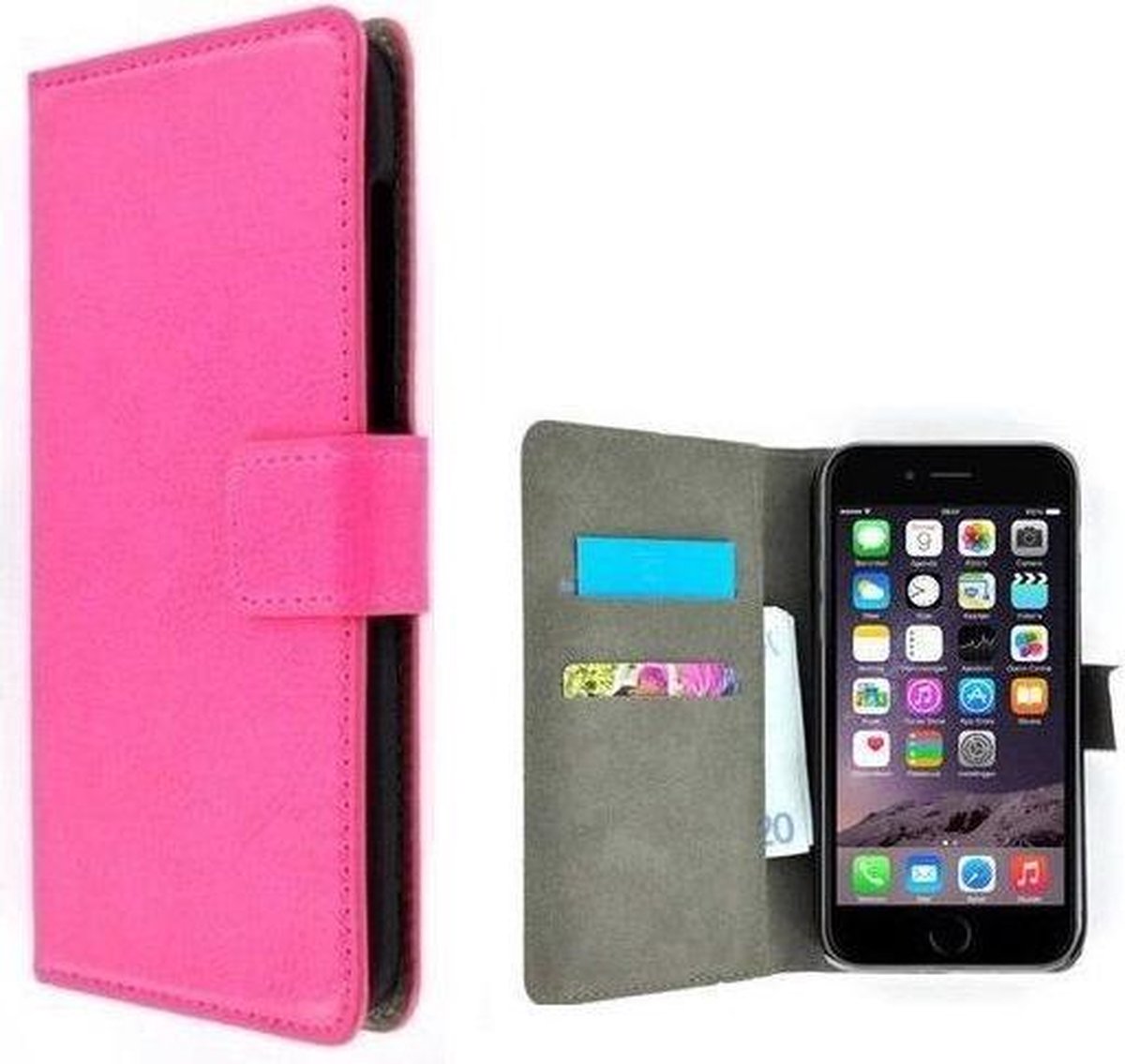 Roze Wallet Bookcase P Booktype Hoesje voor iPhone 8