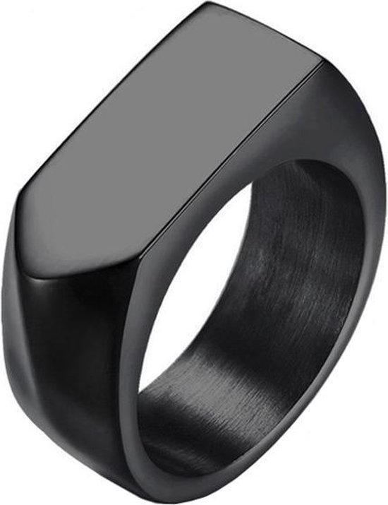 Zwarte stalen zegelring Mendes Jewelry-21mm