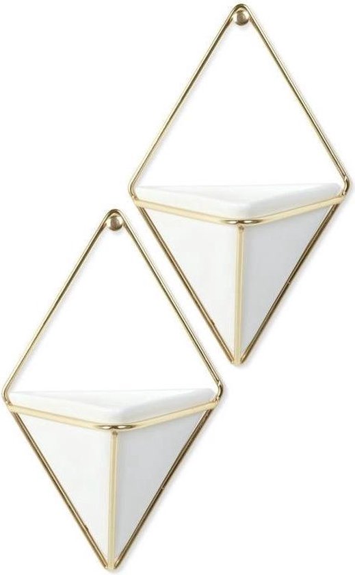 Umbra Vaas Wandvaas - Trigg small - set van 2 - wit messing
