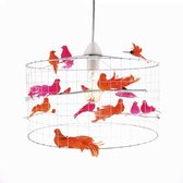 Hanglamp met vogeltjes-Oranje-Roze-Wit-Kinderkamer-Babykamer-Woonkamer-Hal-Kantoor-Ø30cm.