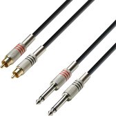 adam hall K3 TPC 0600 6m 2 x RCA 2 x 6.35mm TRS Zwart, Zilver audio kabel