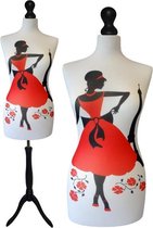 Fashion red woman paspop met zwarte sparkling driepoot  44/46