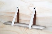Leren plankdragers Crème Set van 2 stuks, 92 x 4 cm. incl bevestigingsmateriaal, incl plank lengte 90cm