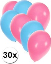 30x ballons - 27 cm - décoration bleu clair / rose clair