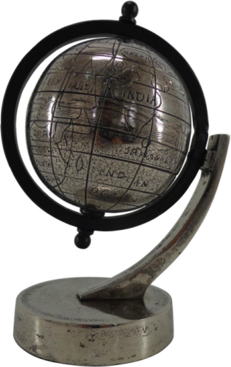 Deco4yourhome - Wereldbol - Old Metal/Black