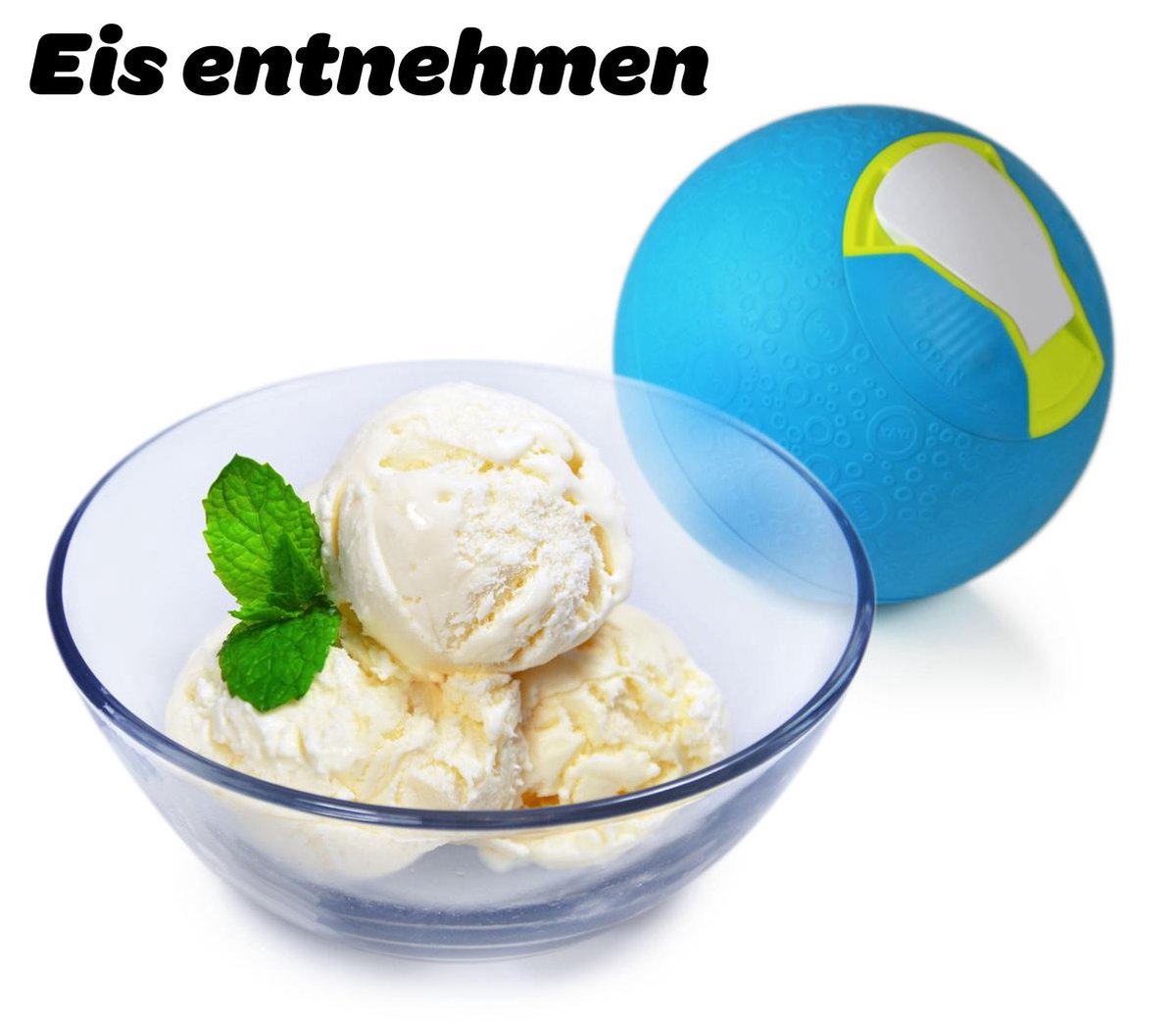YayLabs! SoftShell Ice Cream Ball Blue Zelf ijs maken, op een