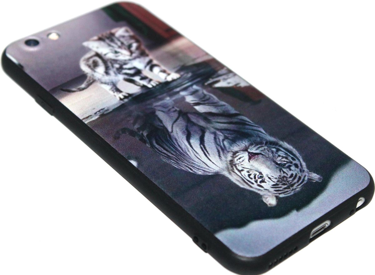 Poezen schaduw tijger siliconen hoesje Geschikt Voor iPhone 6 (S) Plus