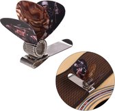 Plectrumhouder met plectrums - Gitaar plectrum houder - Guitar pick holder - Universele houder - 1 metalen houder + 3 plectrums