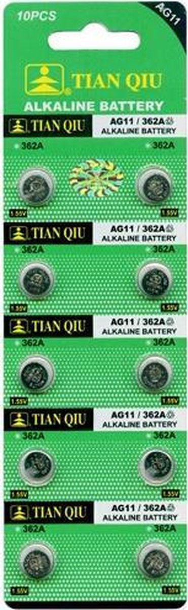 Ag 11 batterijen |Strip 10 stuks (ook bekend als AG11, LR721, G11, LR58, 162, 362) knoopcel batterijen