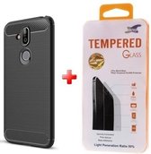 Silicone TPU gel zwart hoesje Nokia 8.1 met screenprotector