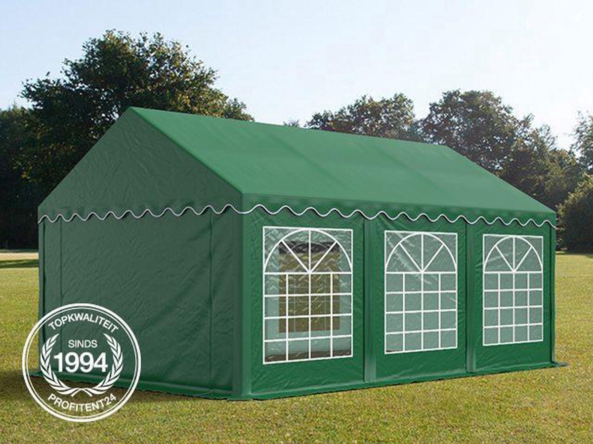 Partytent feesttent 3x6 m tuinpaviljoen -tent PVC 700 N in donkergroen waterdicht