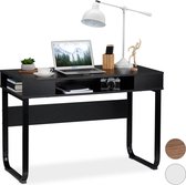 Relaxdays bureau - 3 open vakken - computertafel 74,5 x 110 x 55 cm - modern laptopbureau - Zwart / zwart