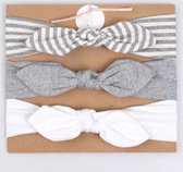 Haarband wit, grijs en wit-grijs gestreept | baby | peuter | haar | accessoires| wit | grijs | 3 stuks | kraamcadeautje