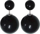Fako Bijoux® - Boucles d'oreilles - Double Dots - Perle - Zwart