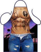 BBQ schort - Barbecue schort mannen - Fun Schort "Tattoo Man - Sexy Man Tattoo" - One Size