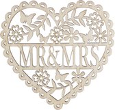 Arthentiek- Bruiloftdecoratie- MR&MRS- 5 stuks houten hart- ophangen