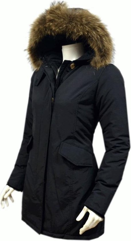 Zwarte damesjas - maat 44 Canada winterjas met bontkraag |