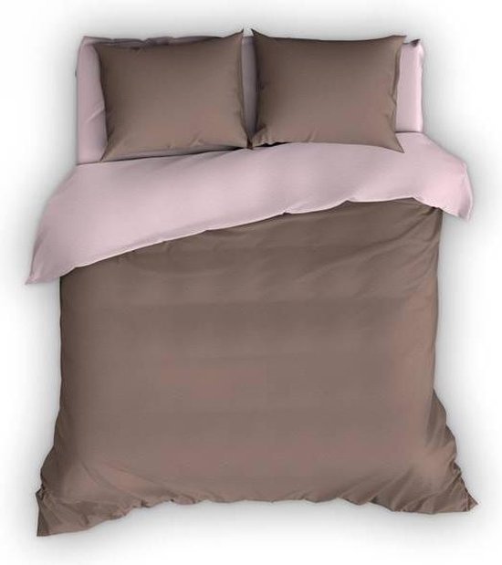 Foto: Romanette comtesse flanel dekbedovertrek lits jumeaux 270x200 220 cm 2 kussenslopen 60x70 cm taupe roze