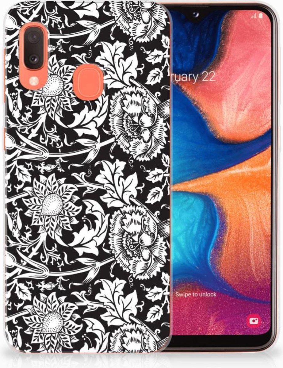 Samsung Galaxy A20e TPU Case Black Flowers
