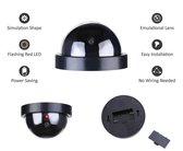 Premium 2x Dummy LED Beveiligingscamera Set met Bewegingssensoren – 12x8cm – Zwart – 2 Stuks | Draadloze Nepcamera Met Rode Led op Batterijen | Knipperende Camera Beveiliging Voor Binnen en Buiten | Buitencamera | CCTV Dome Bewakingscamera