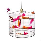 Hanglamp met vogeltjes-Oranje-Roze-Koper-Kinderkamer-Babykamer-Speelkamer-Woonkamer-Ø40cm.