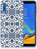 TPU Siliconen Hoesje Samsung Galaxy A7 (2018) Flower Blue