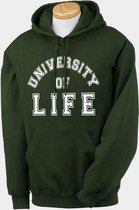 College Hoodie | Gildan sweater | University of Life | zwart met grijs | maat XL