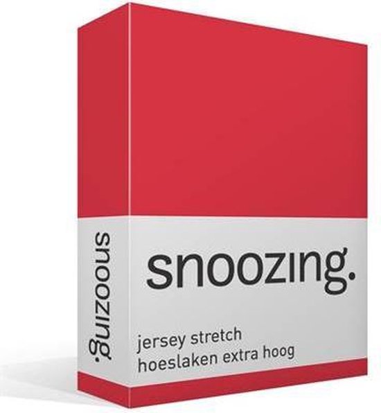 Snoozing Jersey Stretch - Hoeslaken - Extra Hoog - Lits-jumeaux - 200x200/220 cm - Rood