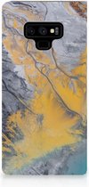Samsung Galaxy Note 9 Standcase Hoesje Design Marble Blue Gold