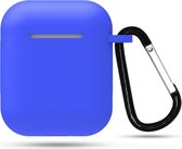 Siliconen case | geschikt voor airpods | karabijnhaak | blauw