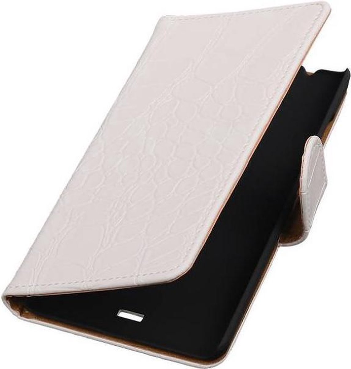 Croco Bookstyle Wallet Case Hoesjes Geschikt voor Microsoft Lumia 540 Wit