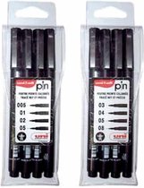Uni-ball fineliner Pin etui met 4 stuks van 005  01 02 en 05 mm