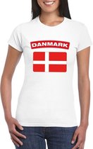T-shirt met Deense vlag wit dames XS