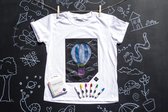Chalkboard Apparel Krijtbord T-shirt voor Kinderen - met Krijtjes - Wit -  Maat 116