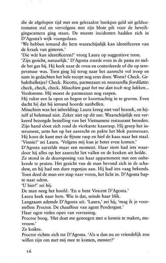 Tekstpagina 16 uit een boek, over de ontmoeting tussen D'Agosta en Proctor.