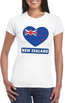 Nieuw Zeeland hart vlag t-shirt wit dames XS