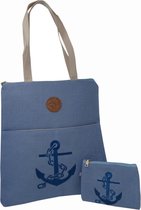 Jessidress®  Stoer Handtasje met Portemonnee van Jutte Strandtas - Blauw