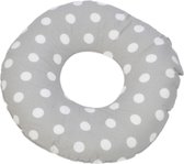 Donut kussen - 100% katoen - grijs - met witte stippen