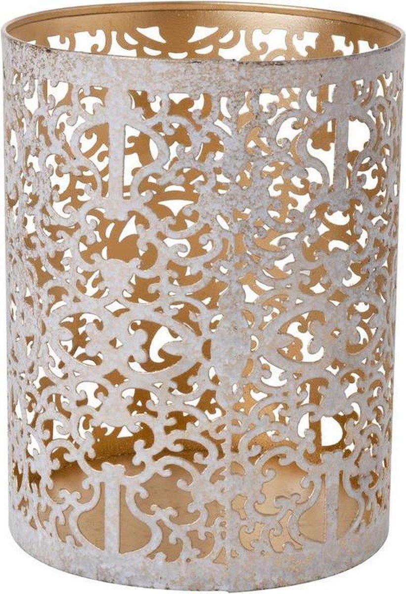 Cosy @ Home Thee-lichthouder D13xh10cm Goud Witwash