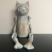 Houten Golek kat handmade By Varios van 22 cm
